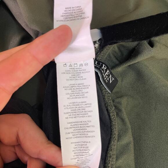 Lauren Ralph Lauren High-Neck One-Piece Olive Green Ruched Women's 16 - Picture 8 of 13